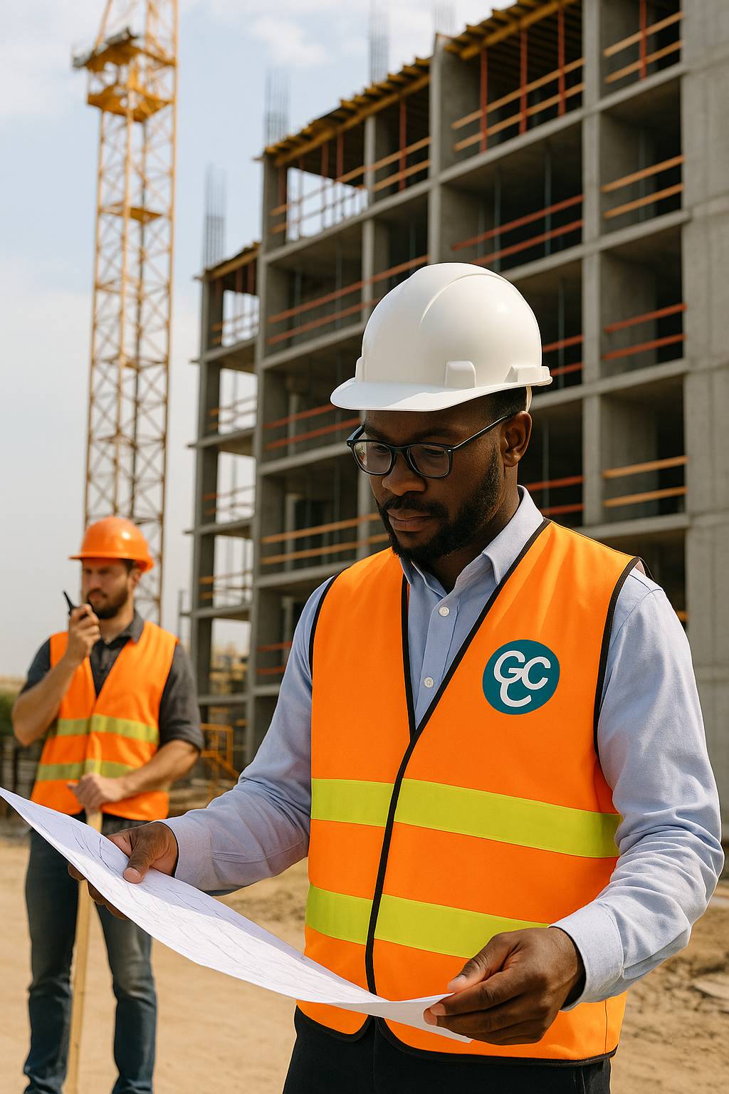 Architectural sketch with Nigerian textile pattern overlay